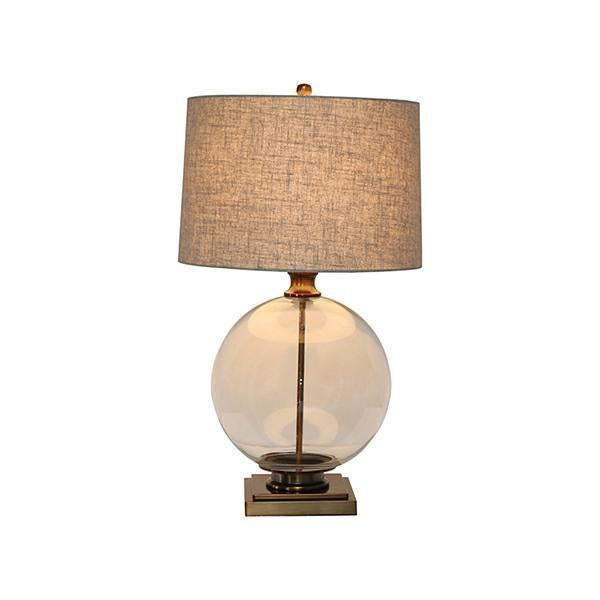 Lamp - Antique brass linen shade