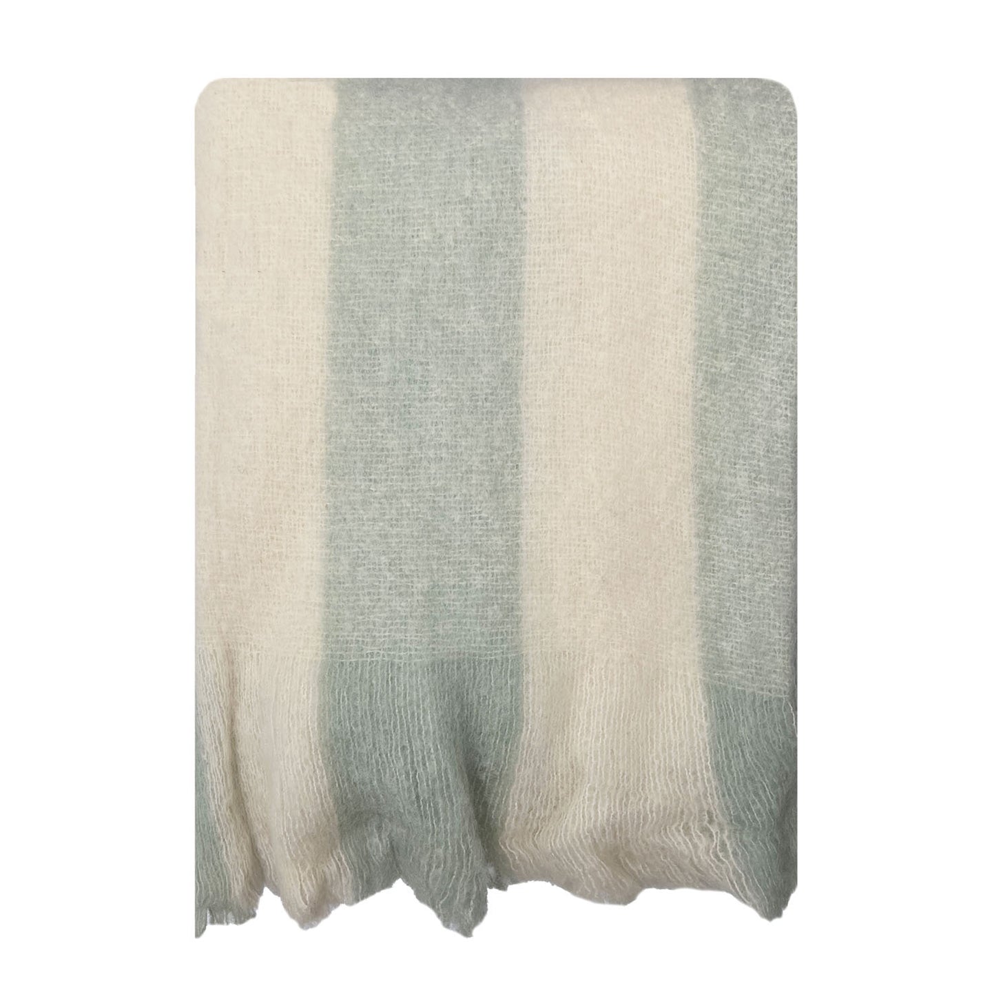 Throw - stripe duck egg and cream