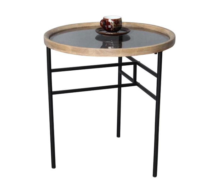 Side table - glass  top tall