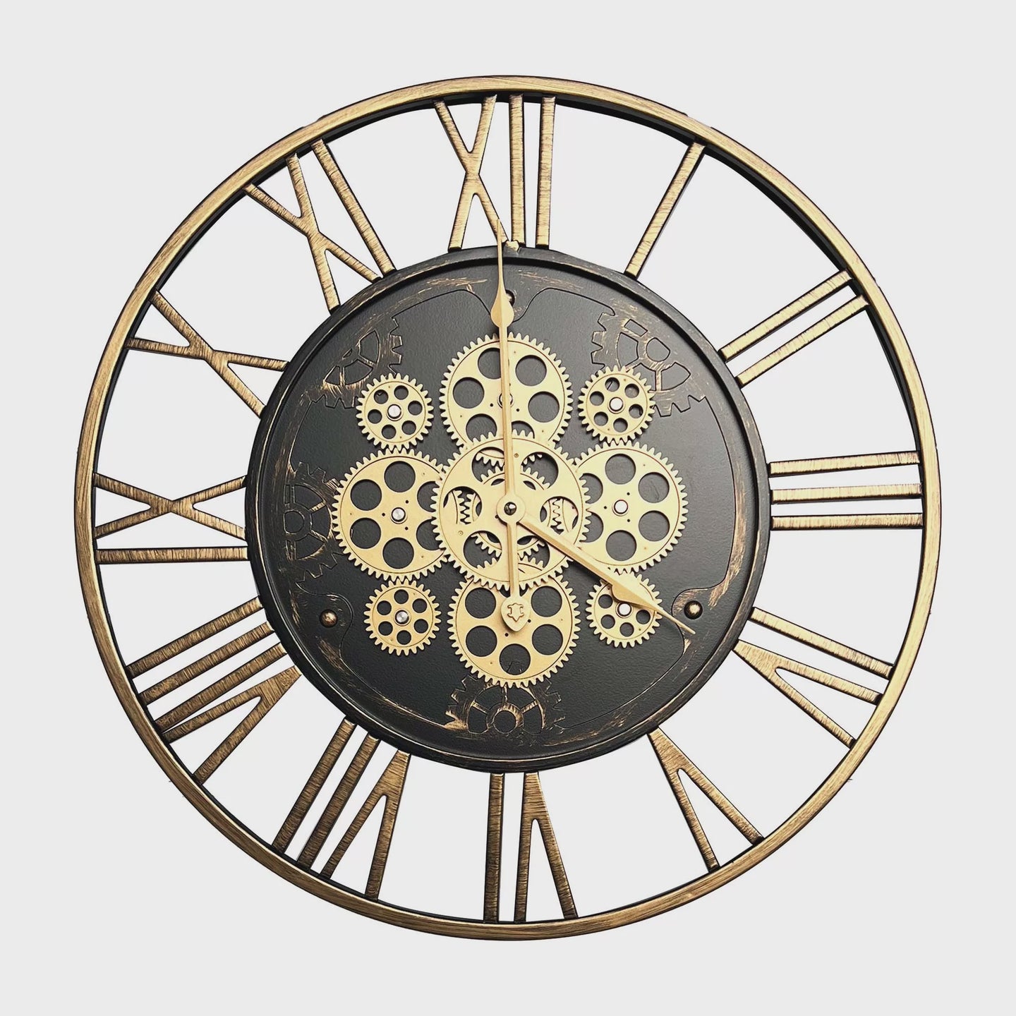 Clock - brass with decorative gears  Small