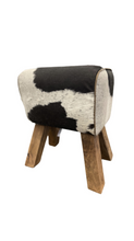 Load image into Gallery viewer, Stool - Leather black &amp; white
