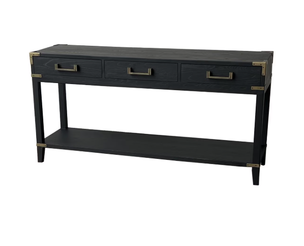Hall table - Black old pine/metal fitting
