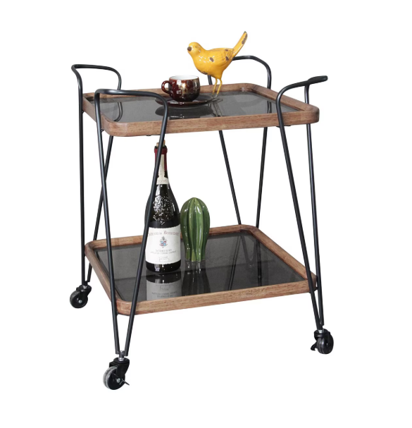Trolley - glass top & shelf on wheels