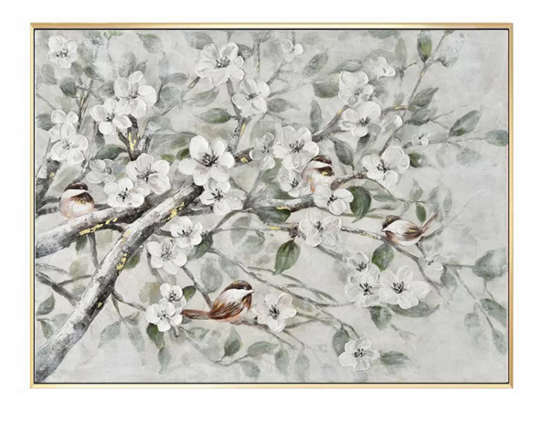 Canvas - Hand painted Flowers and birds