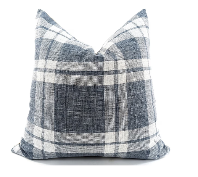 Cushion - Blue & white check square
