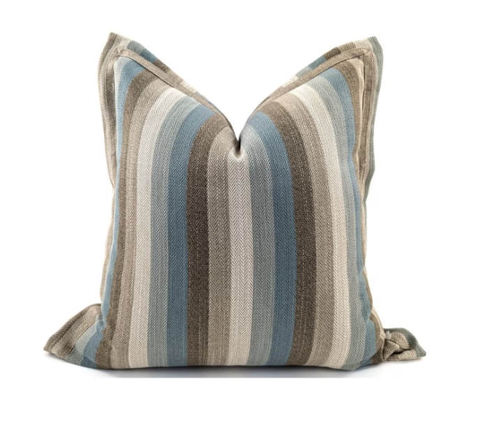 Cushion - Stripe teal/natural
