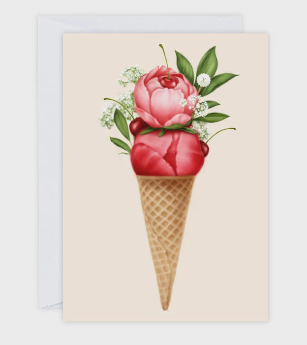 Greeting card - Cherry Peonies sorbet