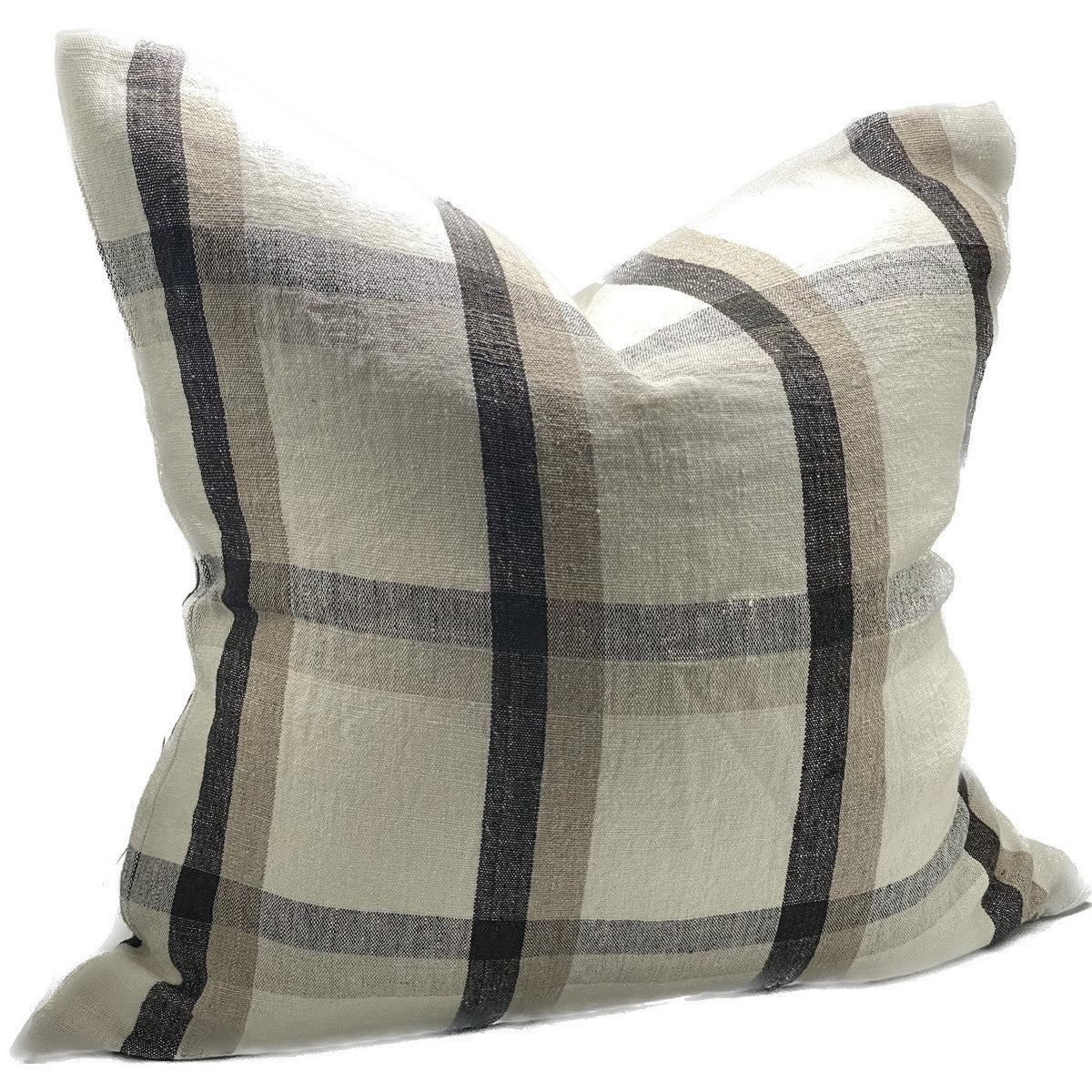 Cushion - linen black/ivory square