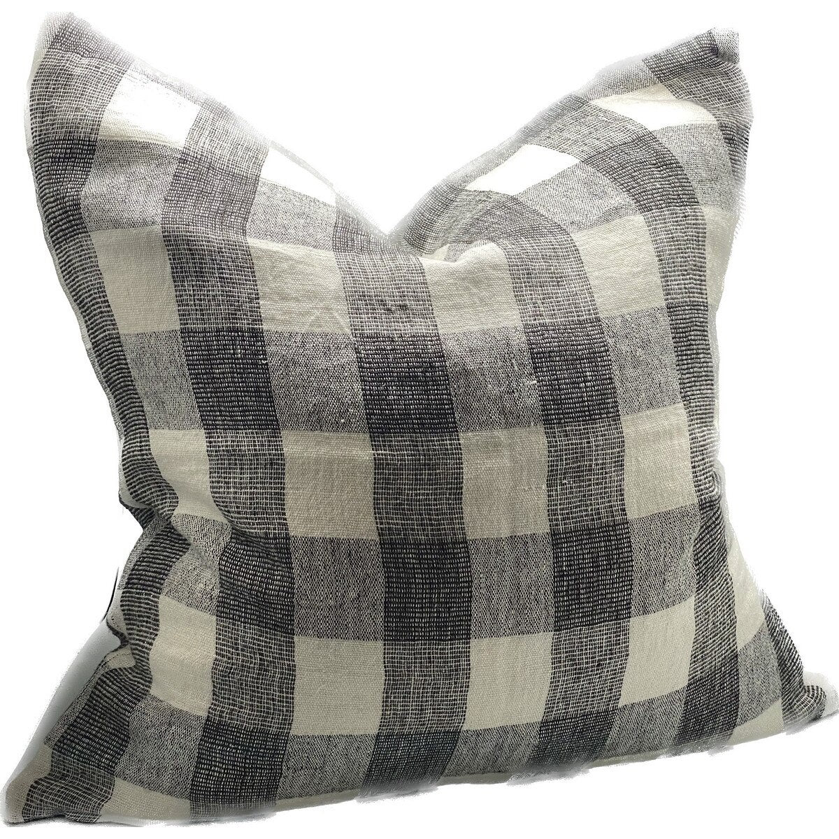 Cushion - Linen Square Charcoal & Ivory