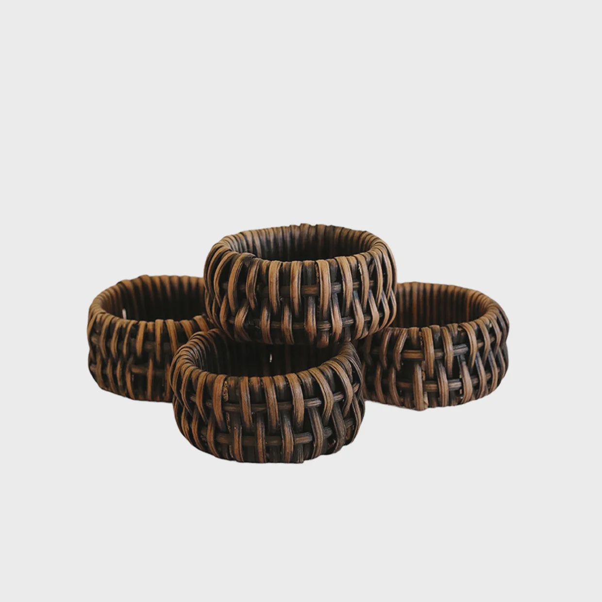 Napkin rings - Rattan walnut brown set of 4