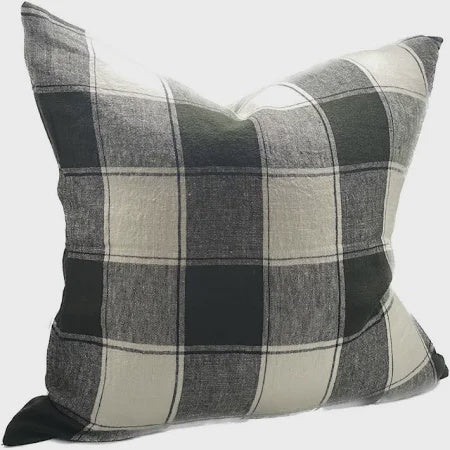 Cushion - Dark olive check square