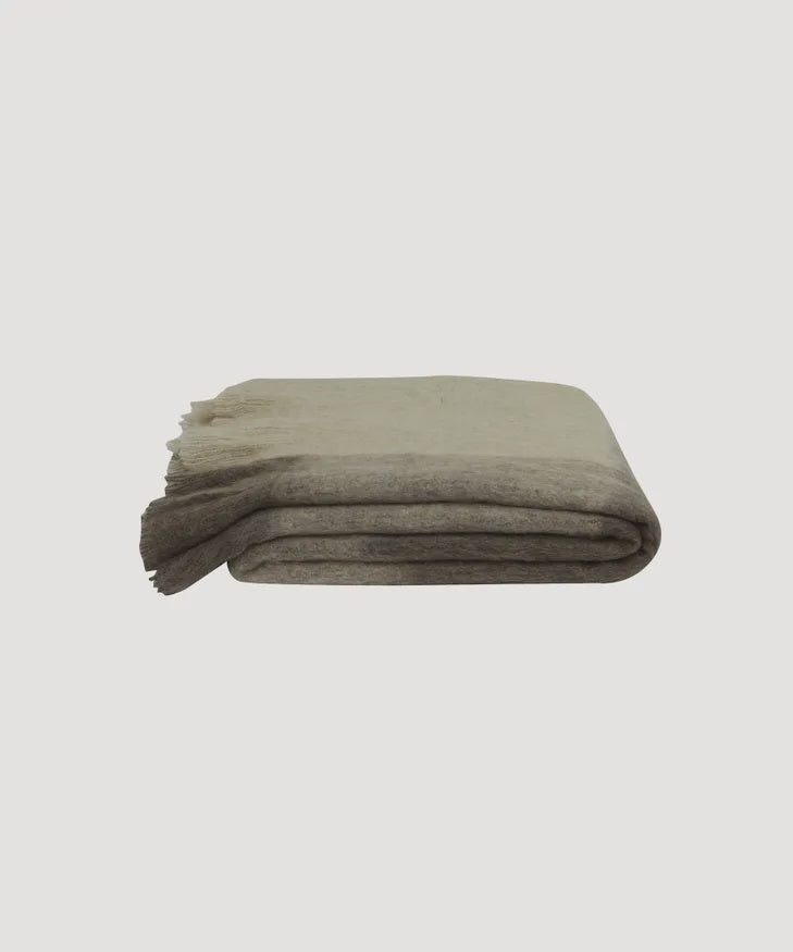 Throw - Brown beige plaid fringe