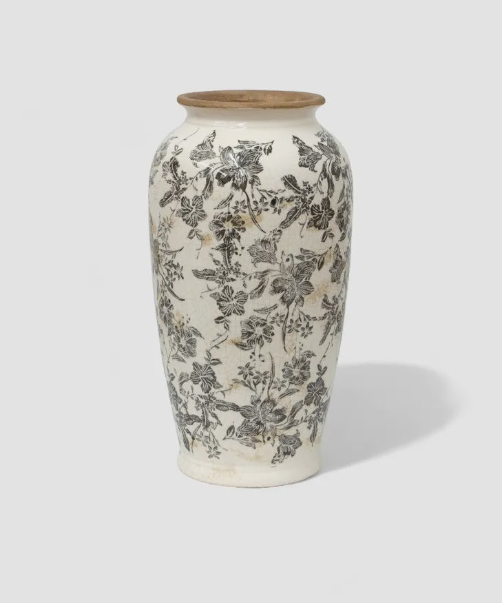 Vase - Black floral large