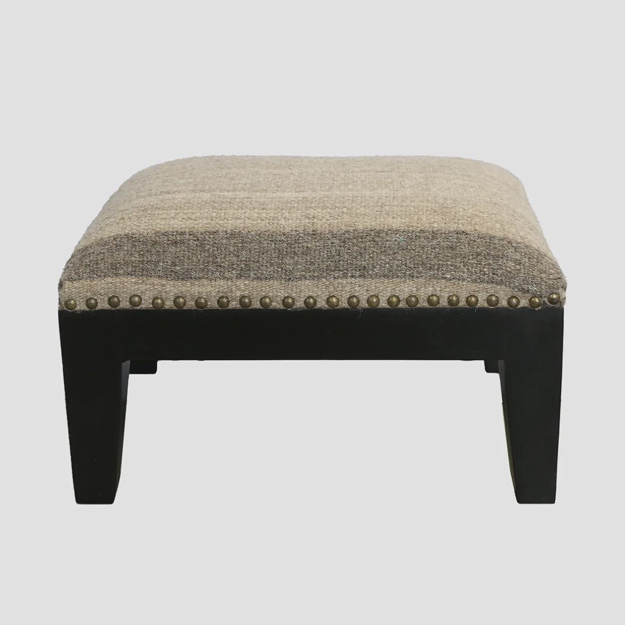 Foot stool - Natural woven with black legs