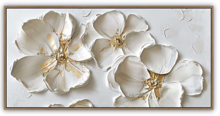 Canvas - Flowers white & gold