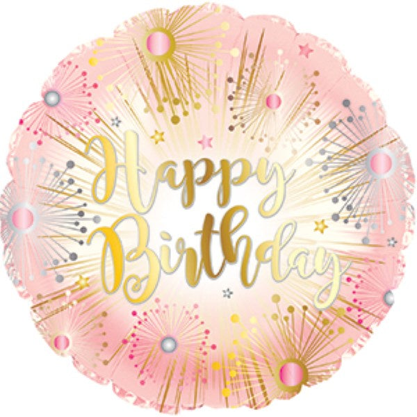 Balloon - Large Happy Birthday Pink round
