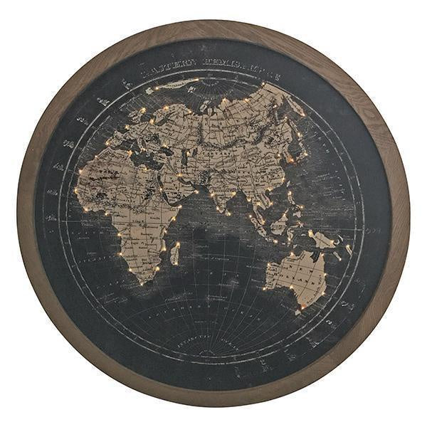Map of the world w/lights  Round