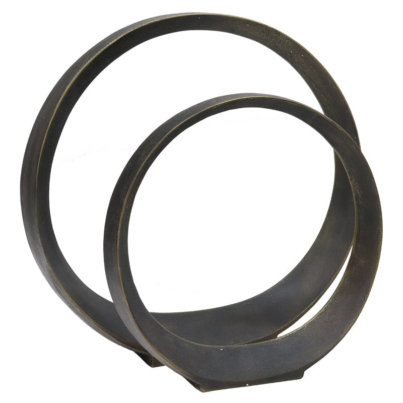Ring sculpture set of 2 - Vintage brown