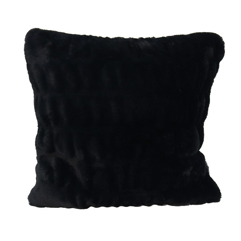 Faux Fur - Ribbed cushion Black