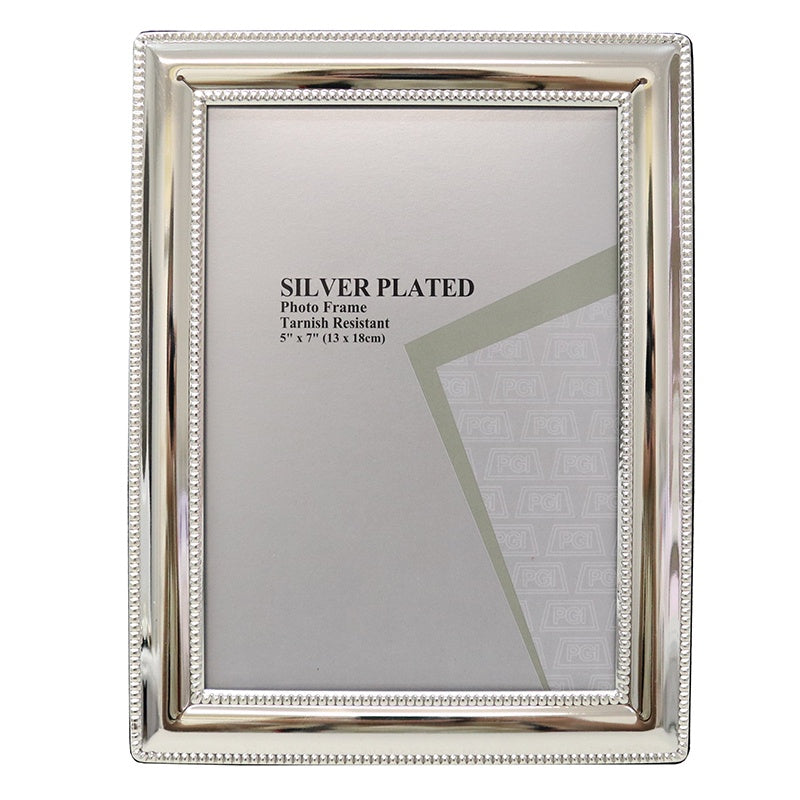 Photo Frame - Silver Beaded  Large
