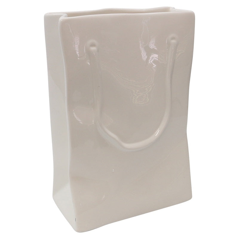 Vase - Ceramic Paper Bag White