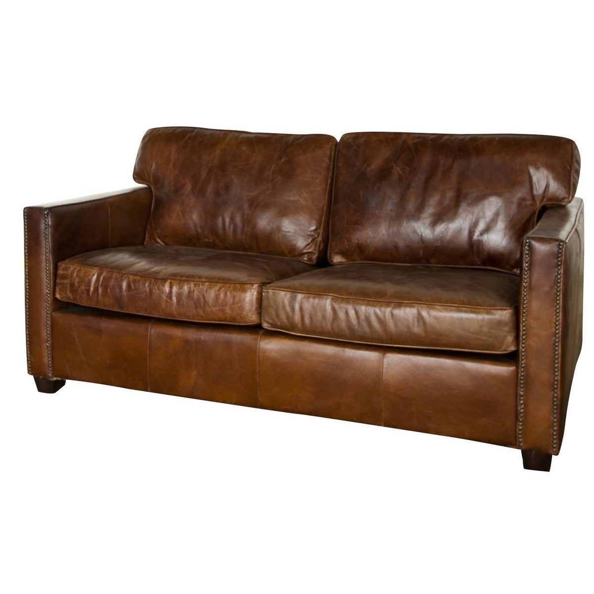 Couch - 2 seater leather brown