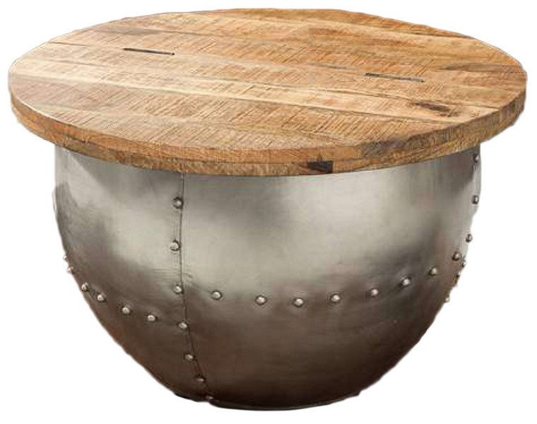 Table-Round Wooden/Silver Studded