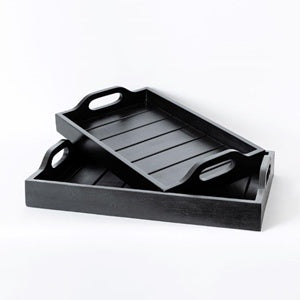Tray-Wooden Black/ Large
