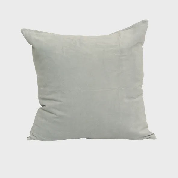Cushion - Light Grey/blue Velvet & Linen