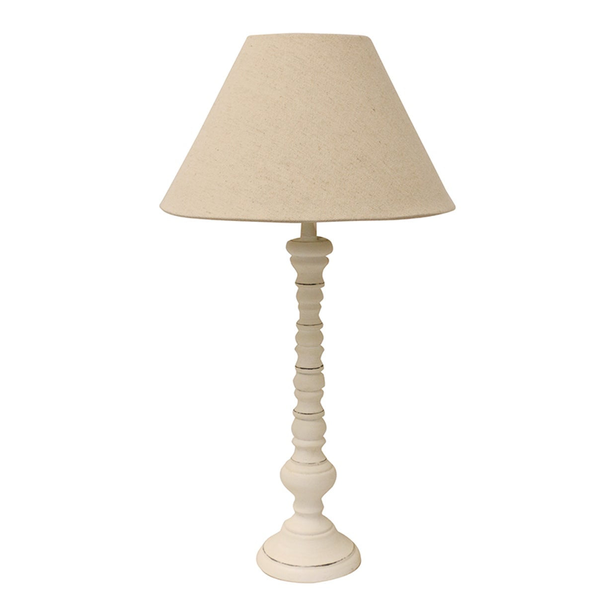 Lamp - Long Island White Base/Raw Linen Tapered Drum