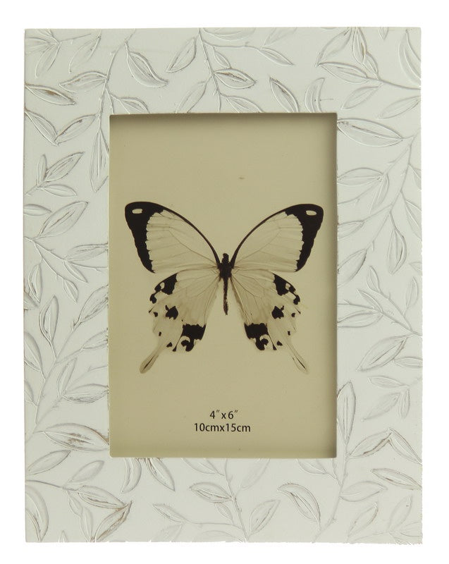 Photo Frame - White Small leaves 4x6