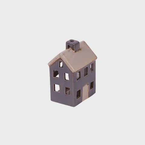 Petite Grey and white Tea light house